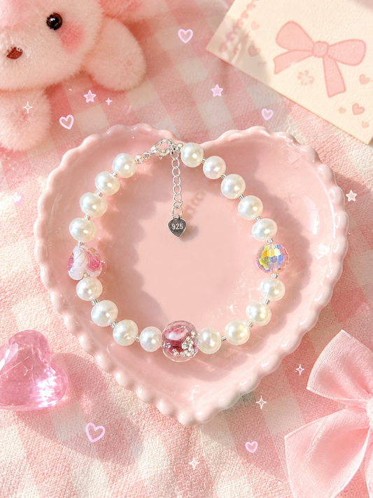 Pretty in pink pearl bracelet