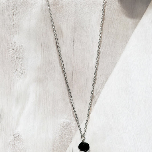 Raw black tourmaline 925 silver necklace